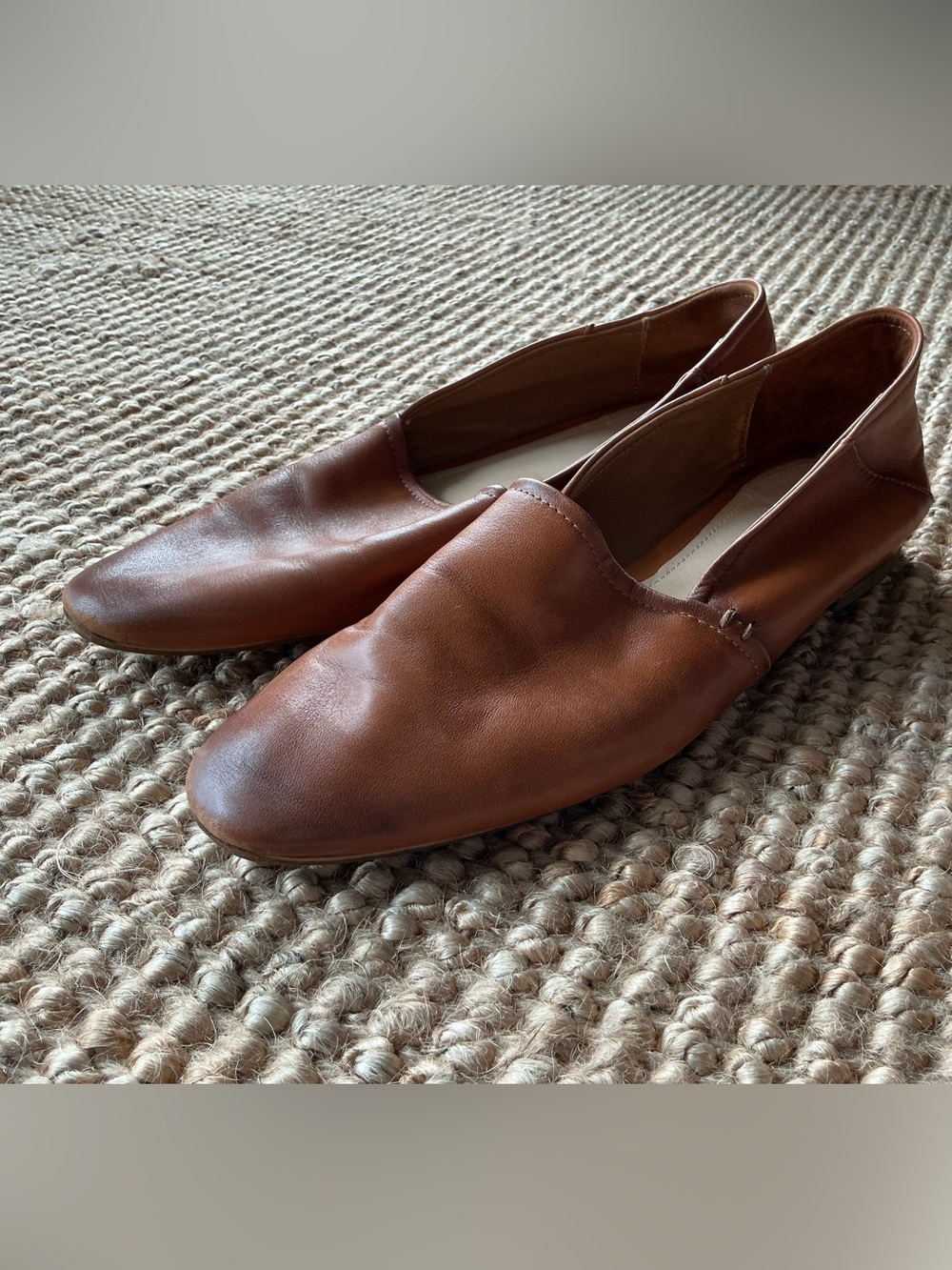 Massimo Dutti Brown Leather Slip-On Loafers